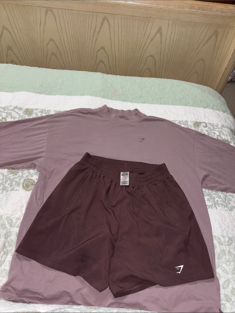 Gymshark Men’s Polo Shirt in Dusty Mauve & Shorts both Small sold as a set